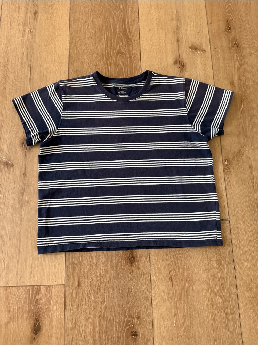 L.L. Bean Navy & White Striped Short Sleeve Tee